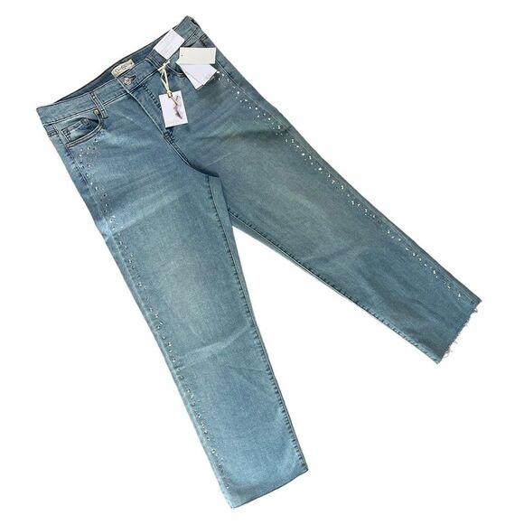 Jessica Simpson Spotlight High Rise Slim Straight Lived In Vintage Jeans NEW - Picture 1 of 9